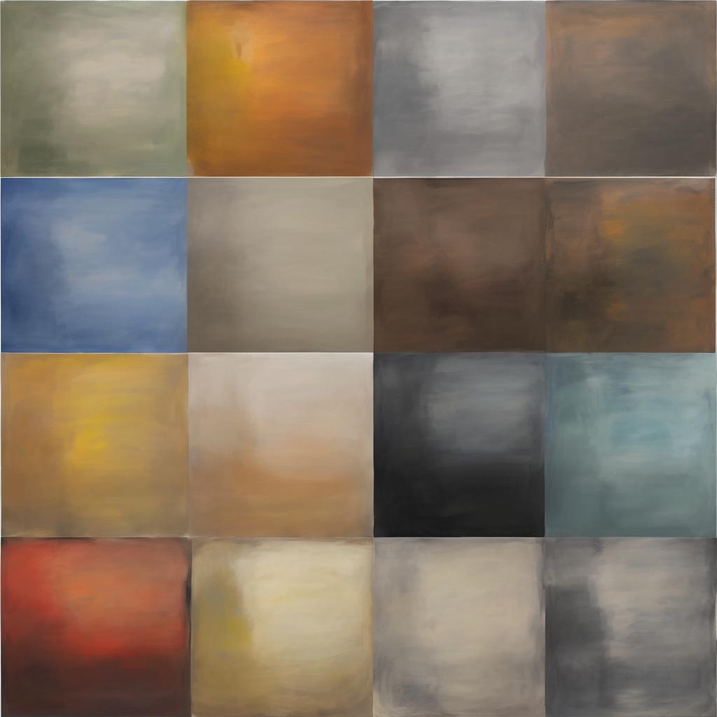 Αφαιρετικό έργο τέχνης με παλέτα γήινων και ψυχρών τόνων, αναδεικνύοντας τη σιωπή ως εικαστικό στοιχείο στη σύγχρονη ζωγραφική.